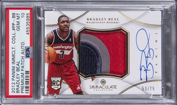 2012-13 Panini Immaculate Collection Premium Patch Autograph #PP-BB Bradley Beal Signed Patch Rookie Card (#53/75) - PSA GEM MT 10